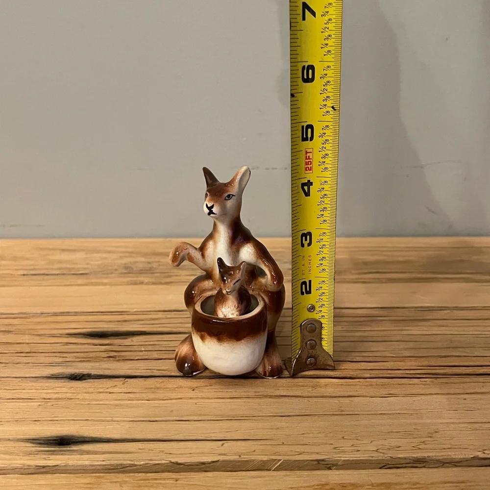 Vintage ceramic kangaroo and joey salt and pepper shaker set